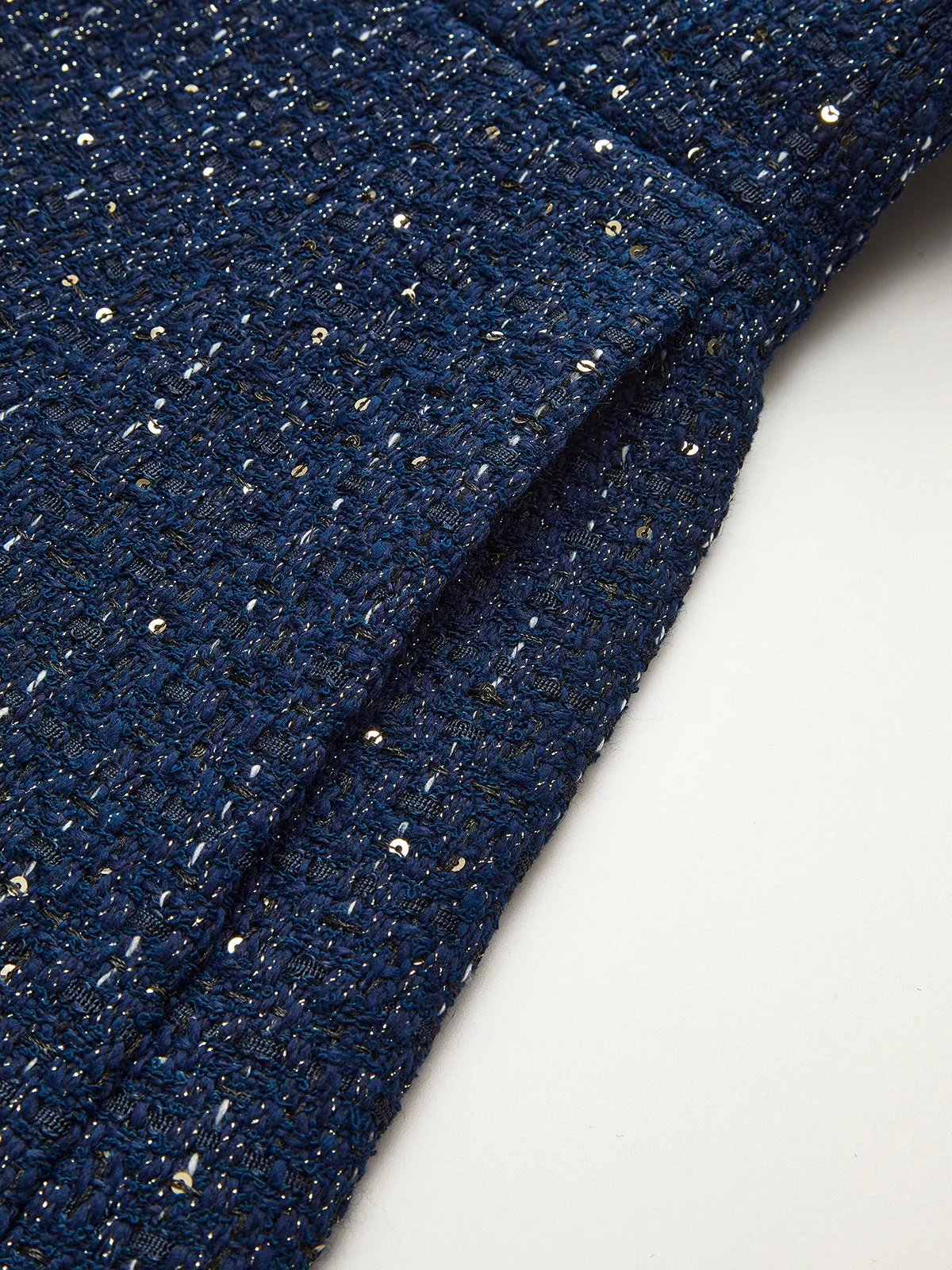 Metal Button Belted Tweed Jacket sold by COMMENSE product image thumbnail 3