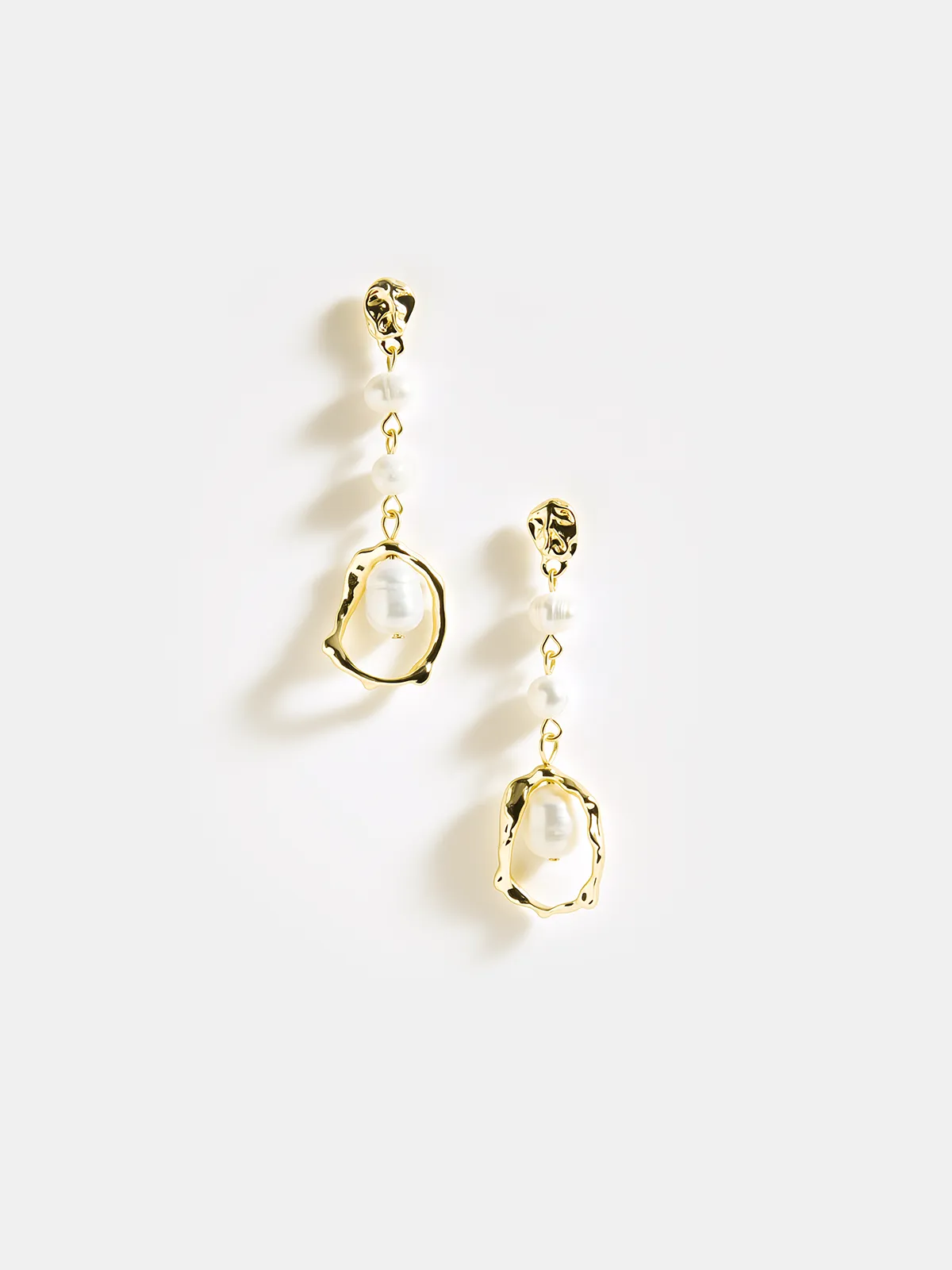 Pearl Golden Dangle Earrings sold by COMMENSE product image thumbnail 2
