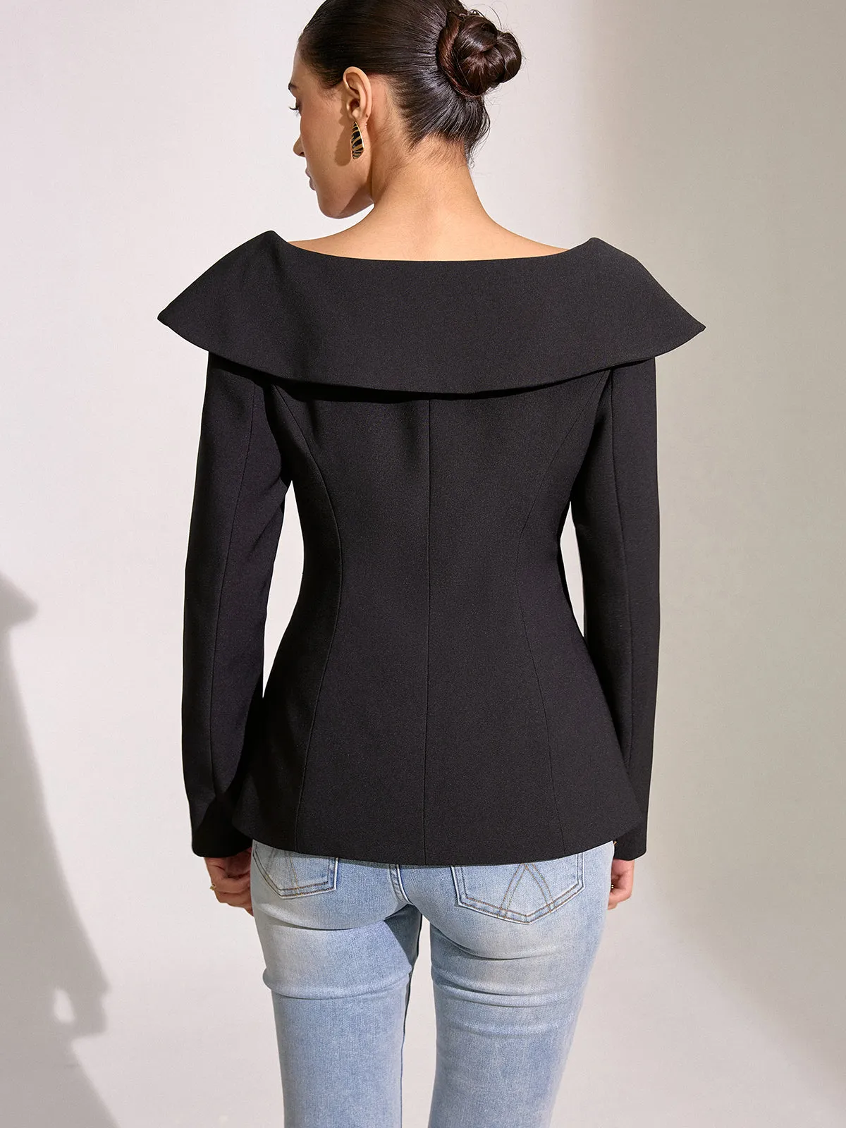 Large Lapel Off-Shoulder Blazer sold by COMMENSE product image thumbnail 5