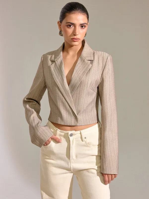 Pinstripe Cropped Blazer sold by COMMENSE