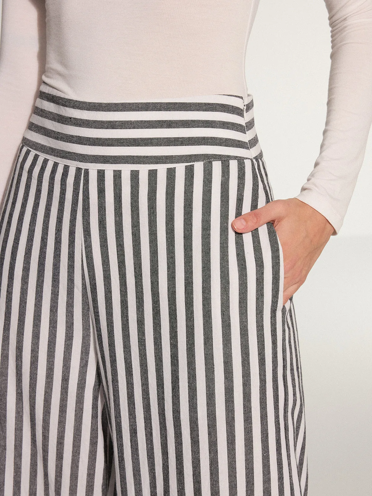 Striped Cotton Wide-Leg Pants sold by COMMENSE product image thumbnail 4