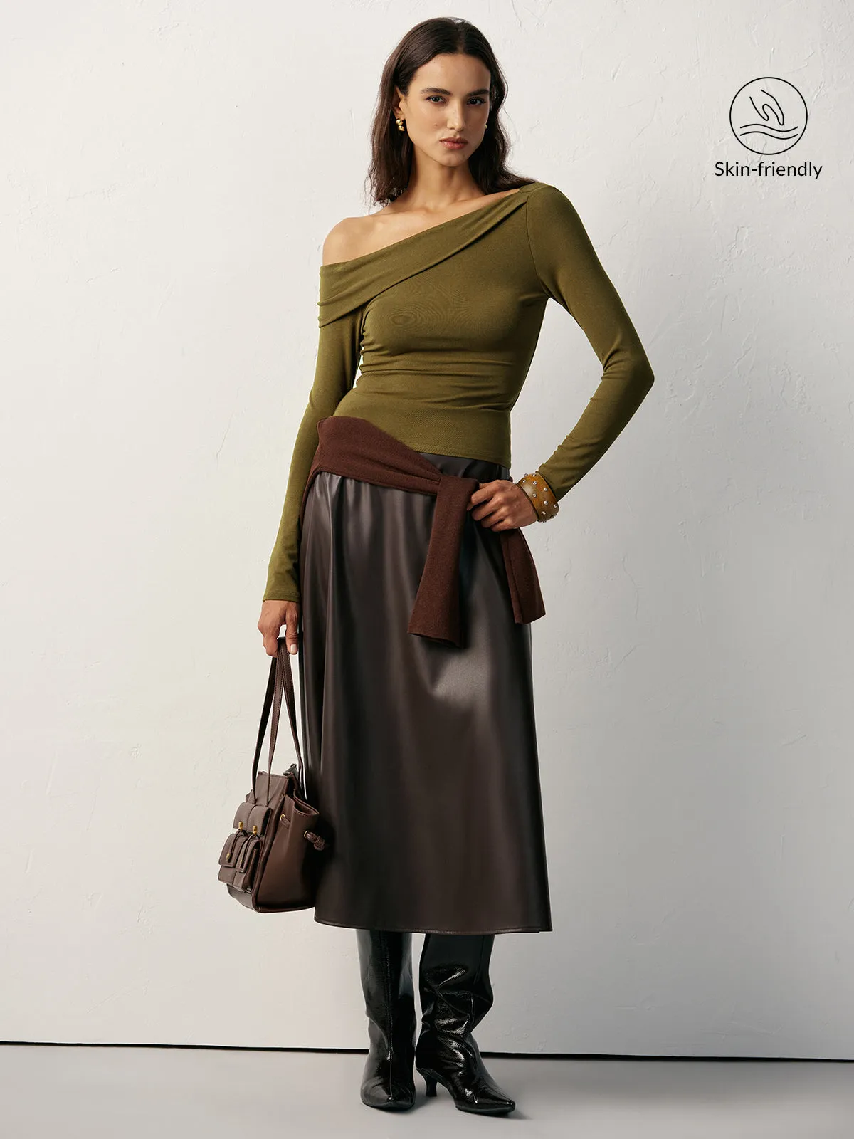 One-Shoulder Long Sleeve T-Shirt sold by COMMENSE product image thumbnail 2