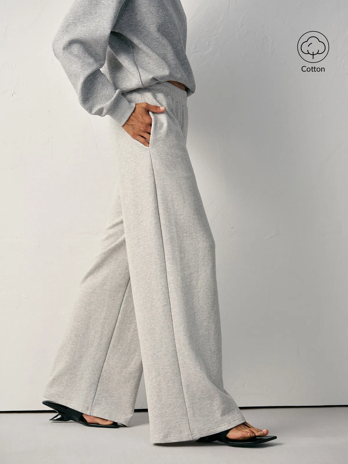 Cotton Blend Straight-Leg Sweatpants sold by COMMENSE