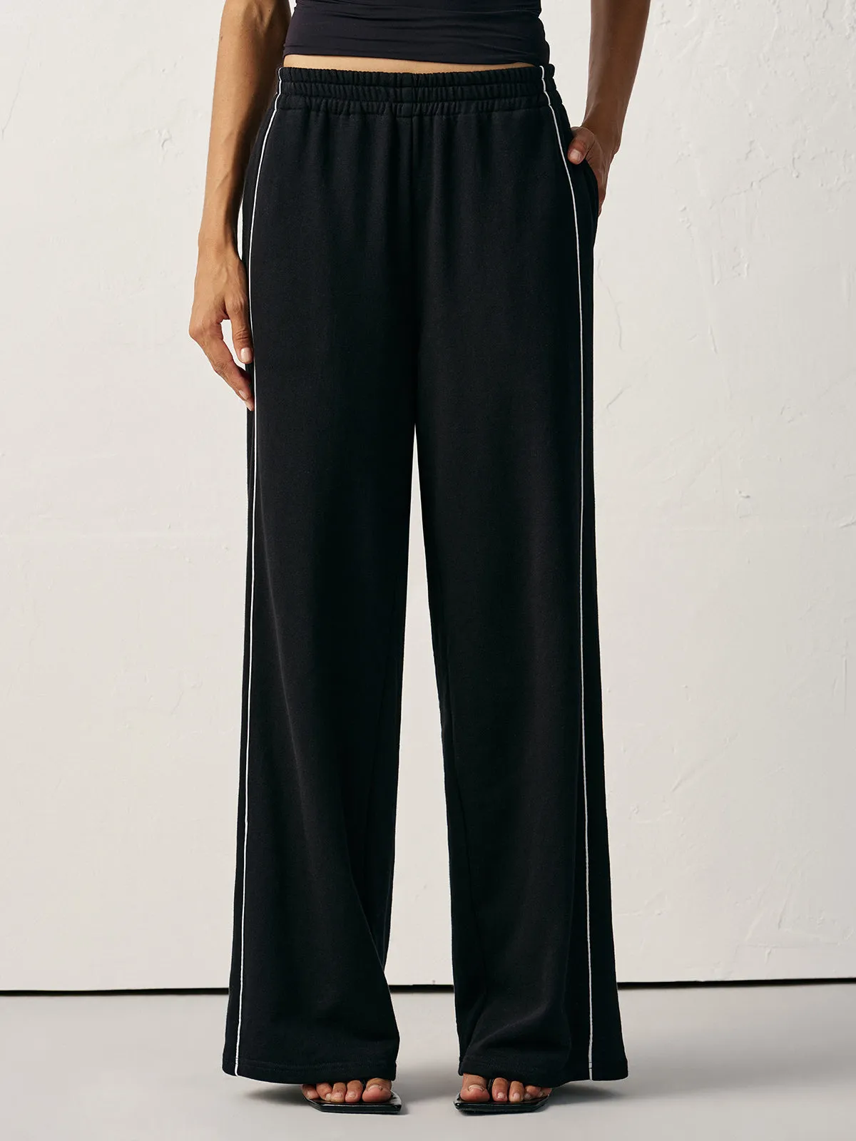 Cotton Blend Mid-Waist Side Stripe Sweatpants sold by COMMENSE product image thumbnail 4