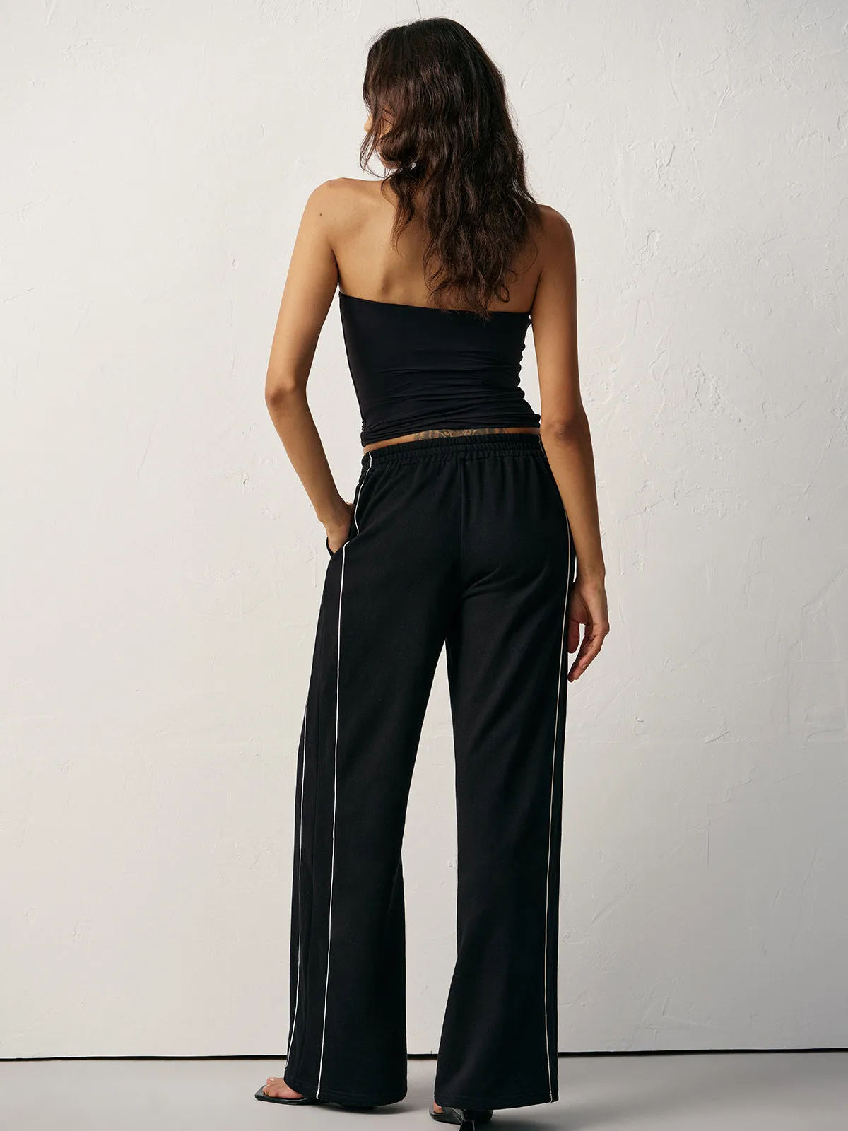 Cotton Blend Mid-Waist Side Stripe Sweatpants sold by COMMENSE product image thumbnail 5