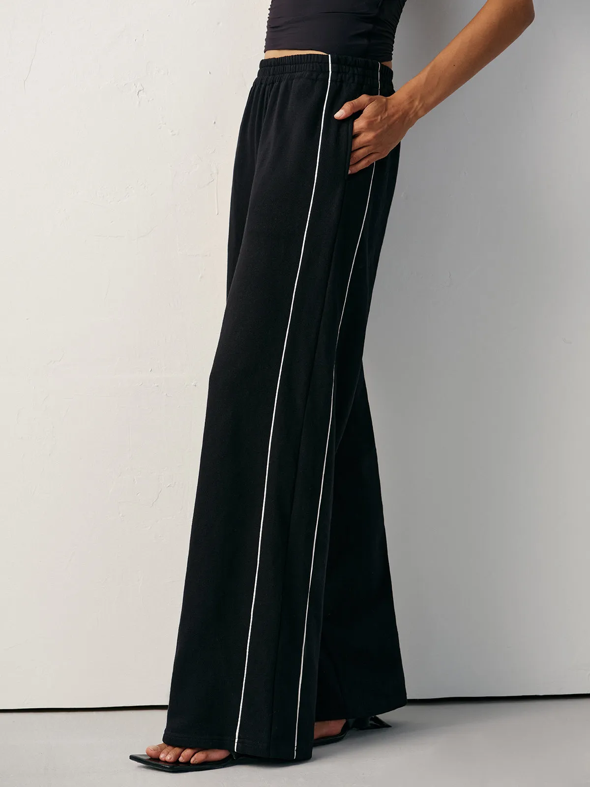 Cotton Blend Mid-Waist Side Stripe Sweatpants sold by COMMENSE product image thumbnail 2