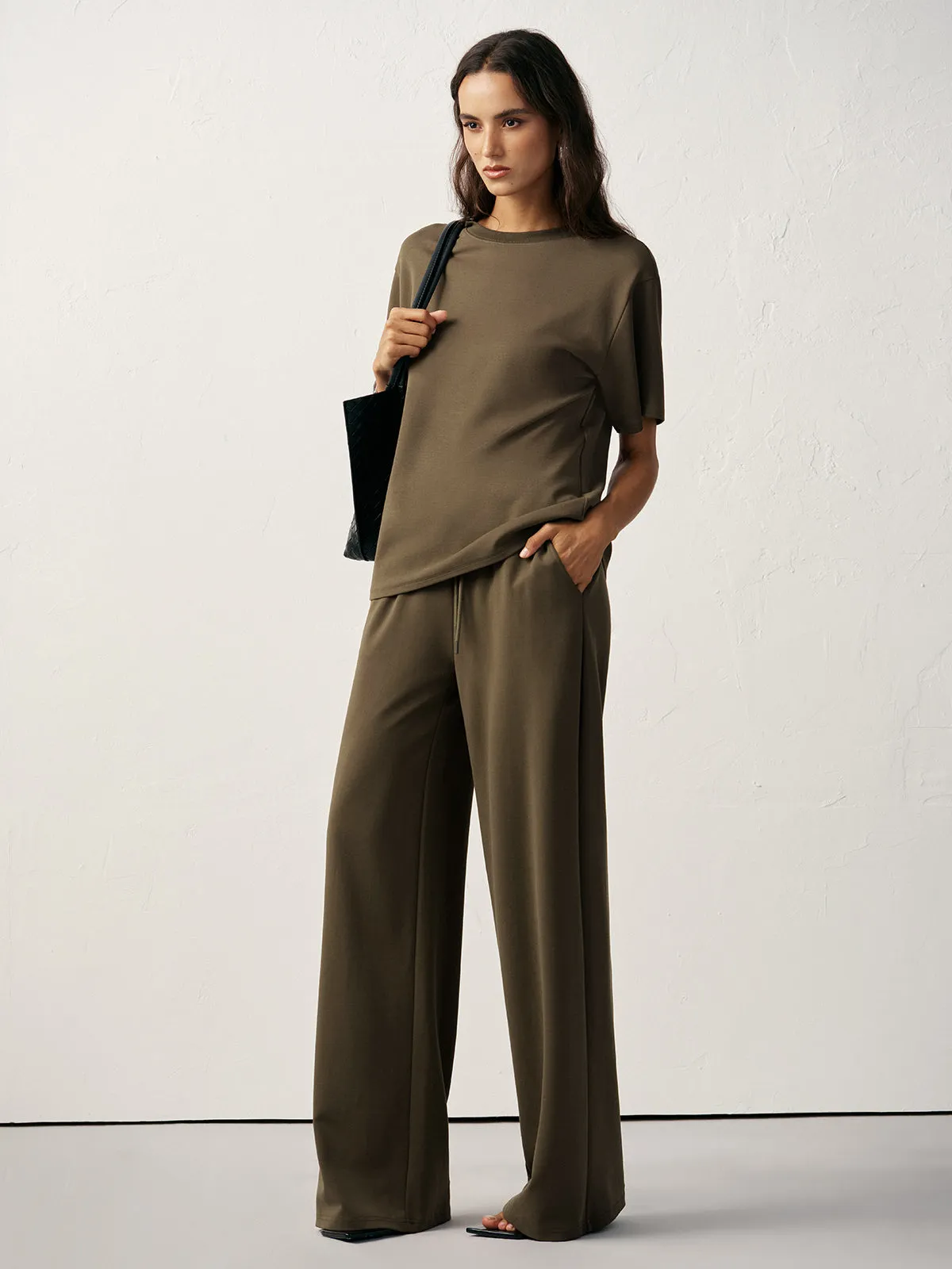 Mid-Waist Drawstring Sweatpants sold by COMMENSE product image thumbnail 2