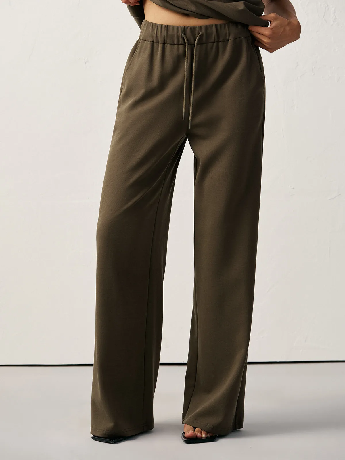 Mid-Waist Drawstring Sweatpants sold by COMMENSE product image thumbnail 3