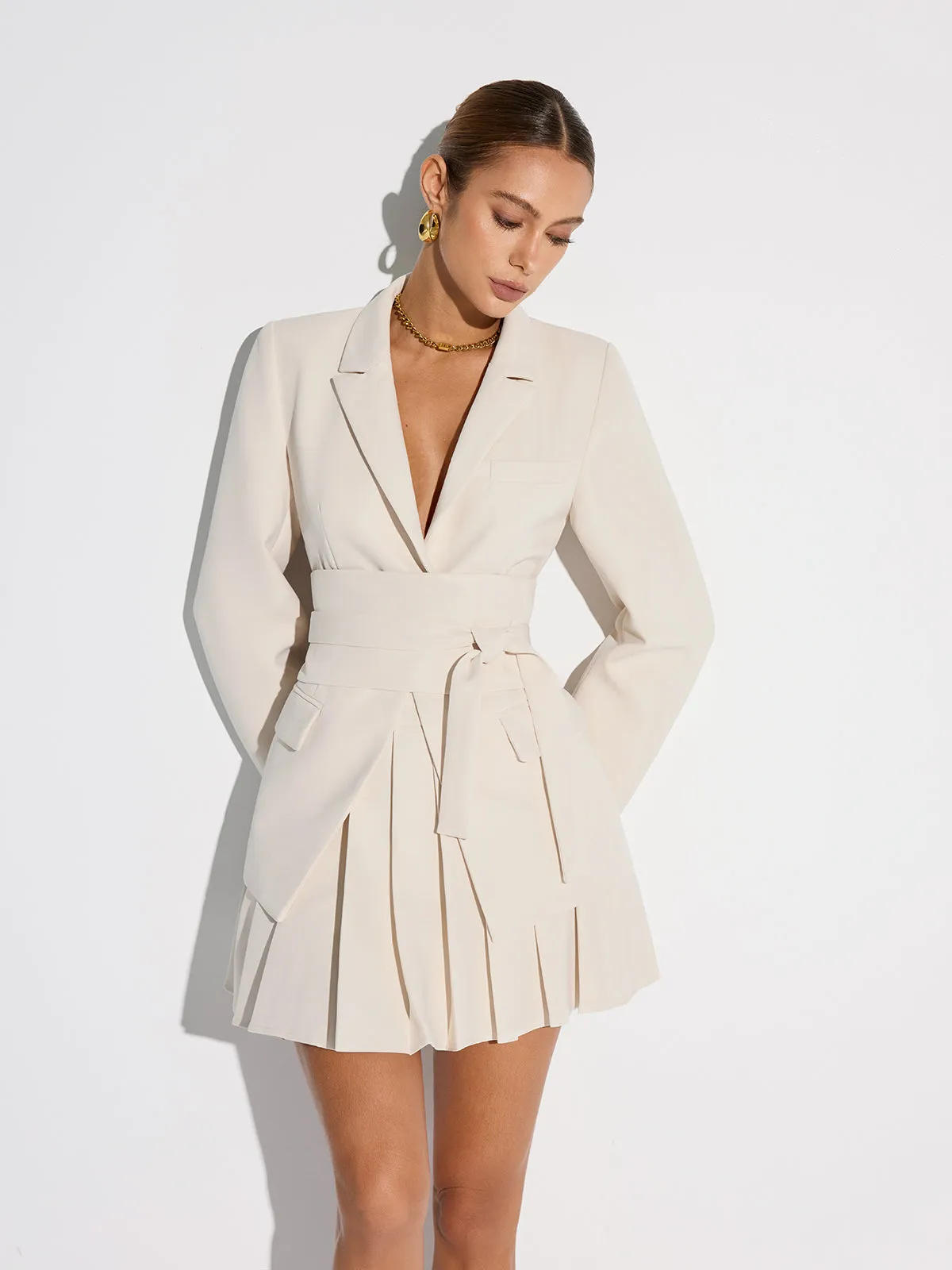 Belted Cinched Waist Blazer sold by COMMENSE product image thumbnail 5