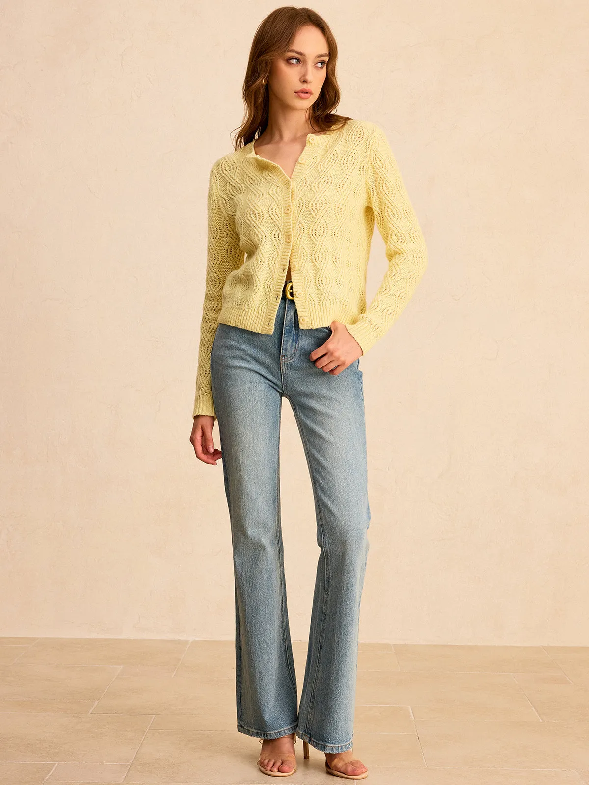 Cable-Knit Button-Front Cardigan sold by COMMENSE product image thumbnail 2