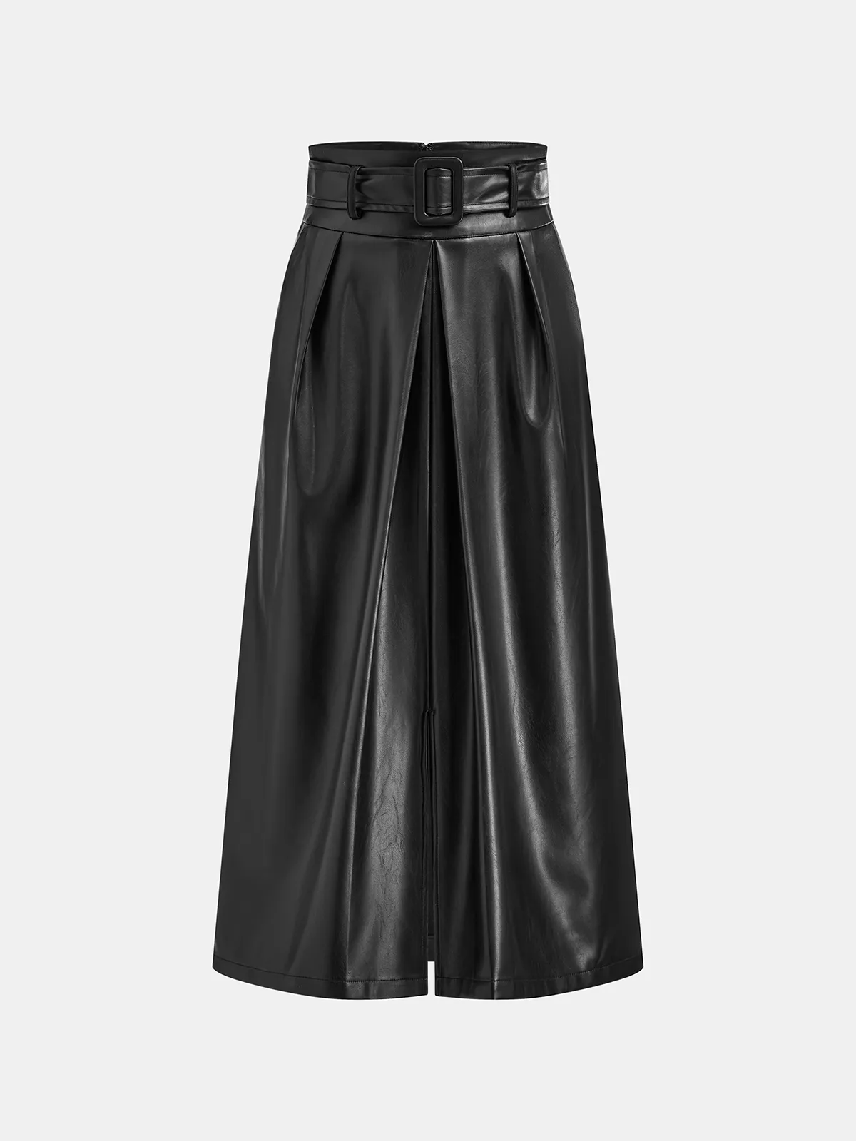 PU Leather Belted Maxi Skirt sold by COMMENSE