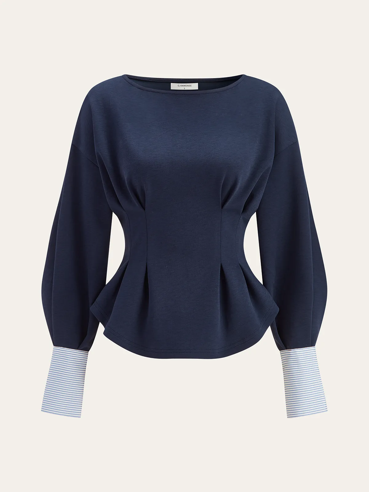Round Neck Balloon Sleeve Peplum Sweatshirt sold by COMMENSE product image thumbnail 2