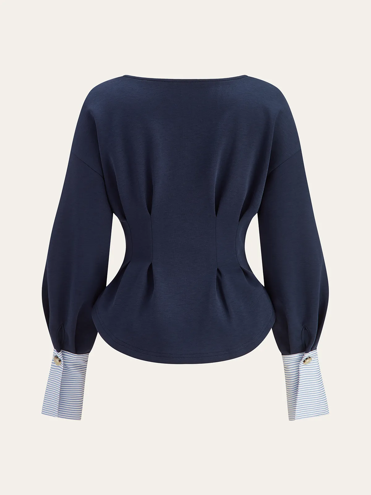 Round Neck Balloon Sleeve Peplum Sweatshirt sold by COMMENSE product image thumbnail 3