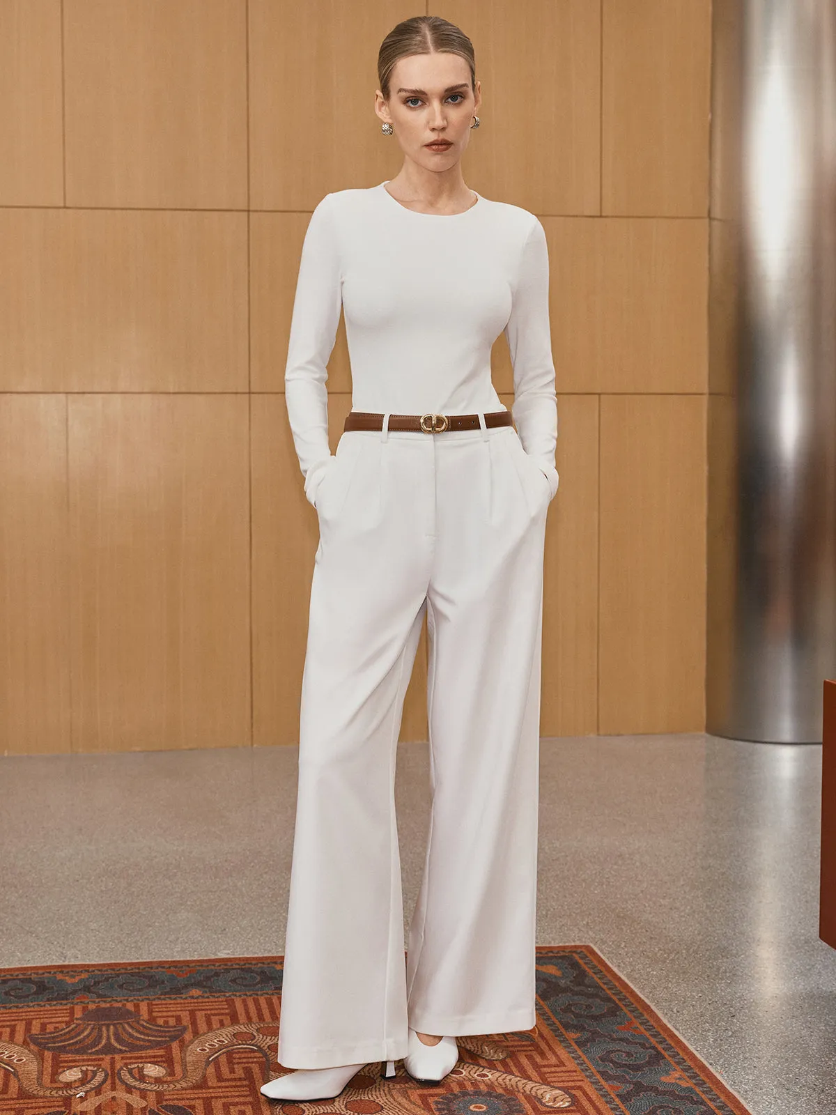 Cotton Blend Fitted Long Sleeve T-Shirt sold by COMMENSE product image thumbnail 3