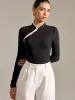 Contrast Trim Mandarin Collar Fitted T-Shirt sold by COMMENSE