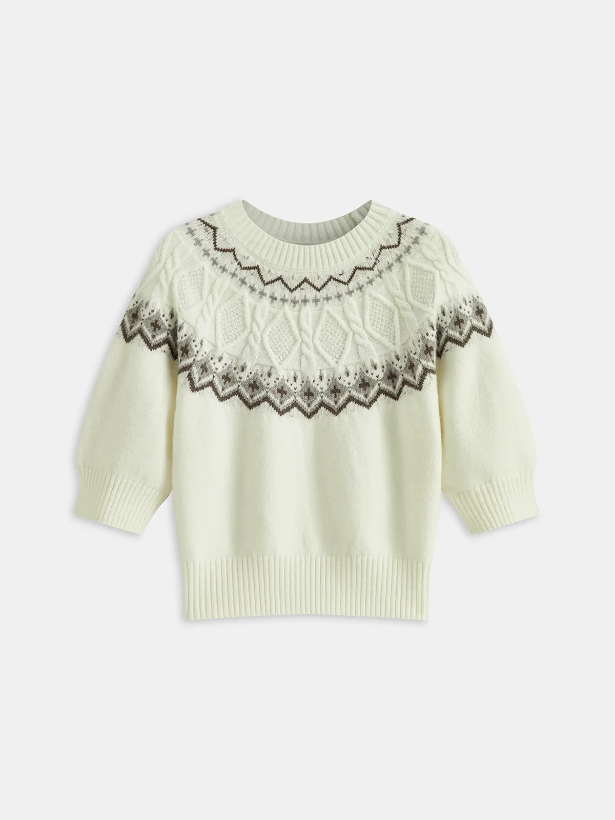 Fair Isle Pattern Short Sleeve Knit Top sold by COMMENSE