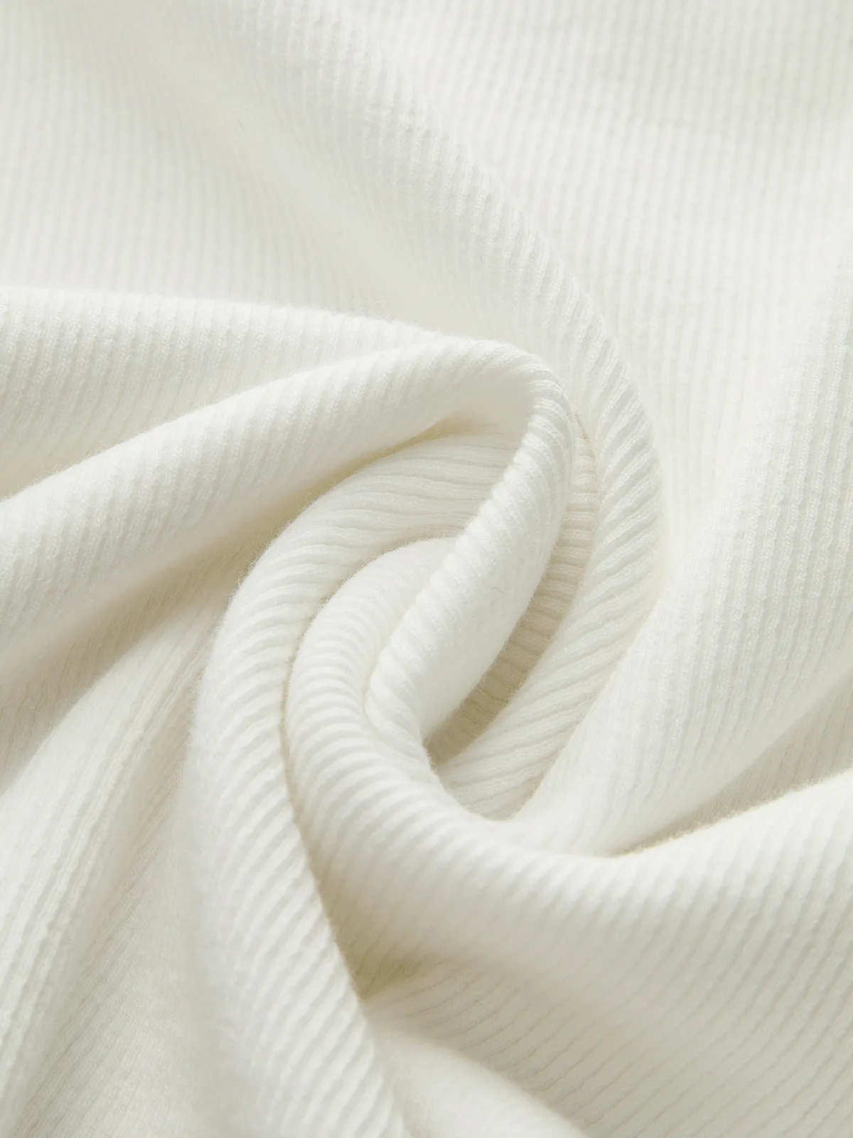 Cotton Blend Ribbed V-Neck Long Sleeve T-Shirt sold by COMMENSE product image thumbnail 3