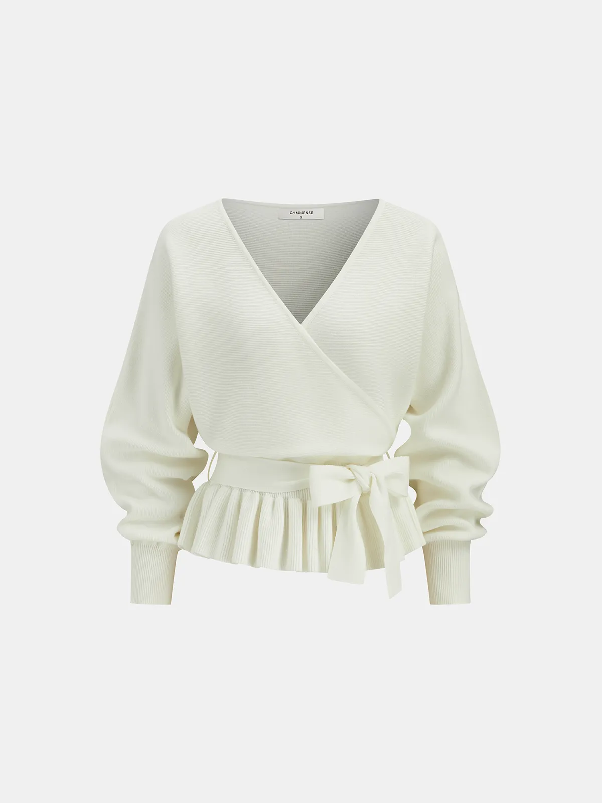 Bow Belted Peplum Knit Top sold by COMMENSE product image thumbnail 2