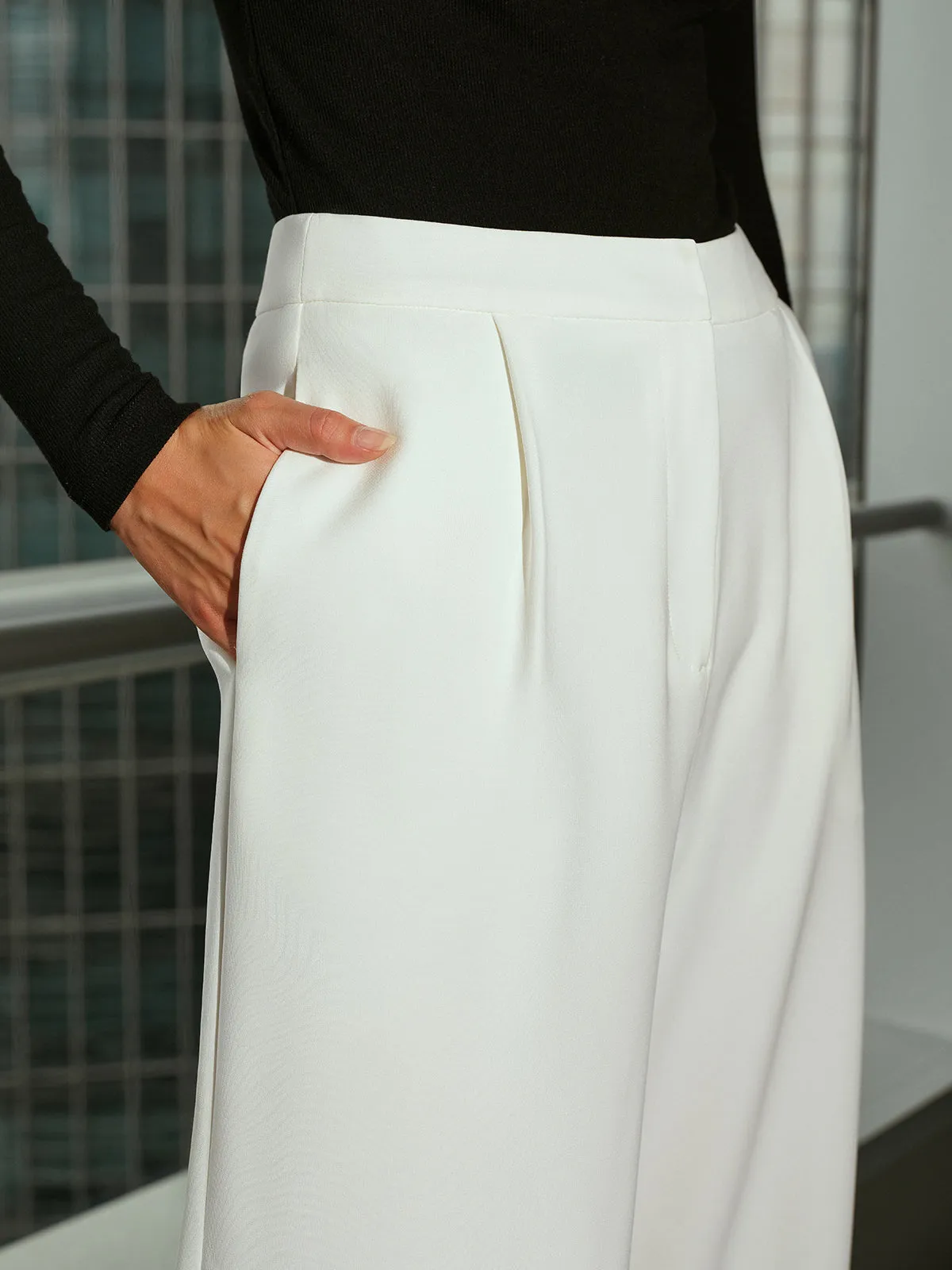 Mid-Waist Casual Wide-Leg Pants sold by COMMENSE product image thumbnail 5