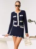 Contrast Scalloped Trim Metal Button Cardigan sold by COMMENSE