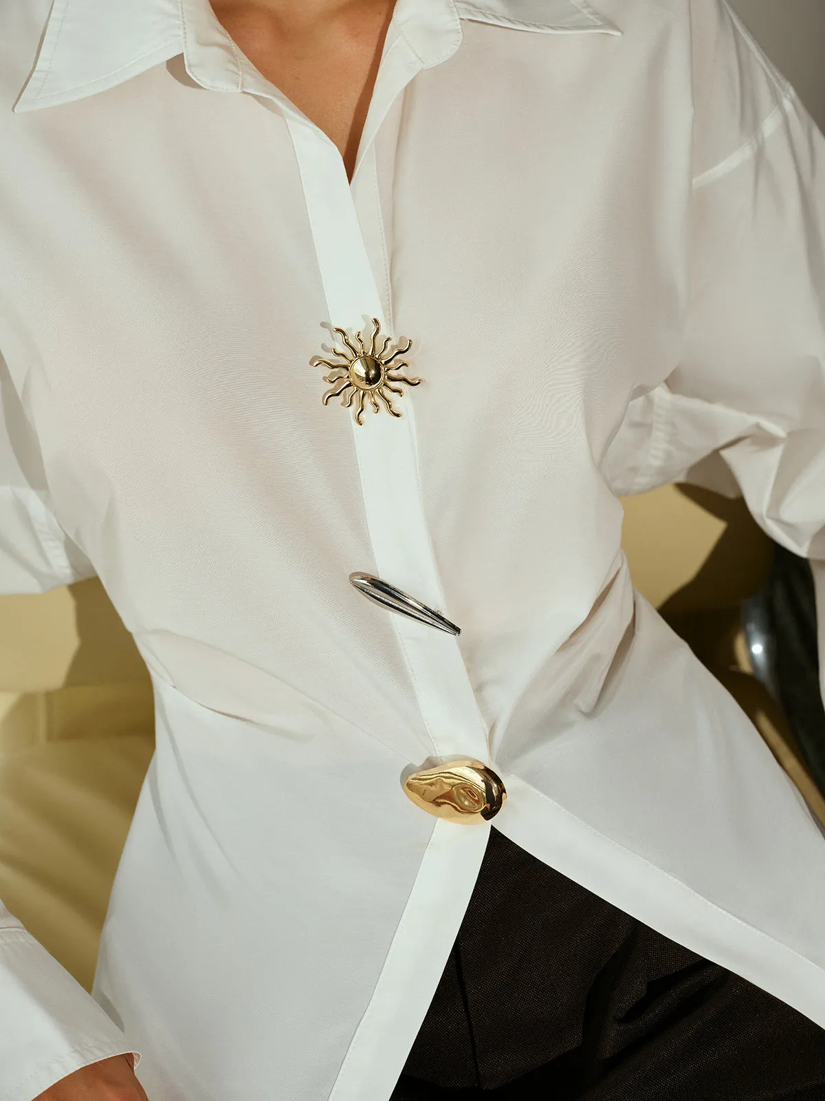 Wrinkle-resistant Cotton Blend Metal Button Shirt sold by COMMENSE product image thumbnail 2