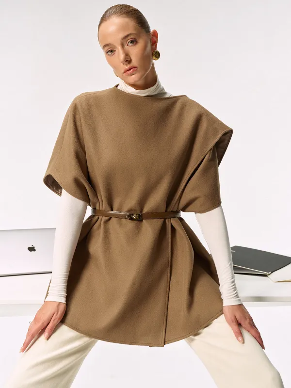 Belted Long Cloak Top sold by COMMENSE