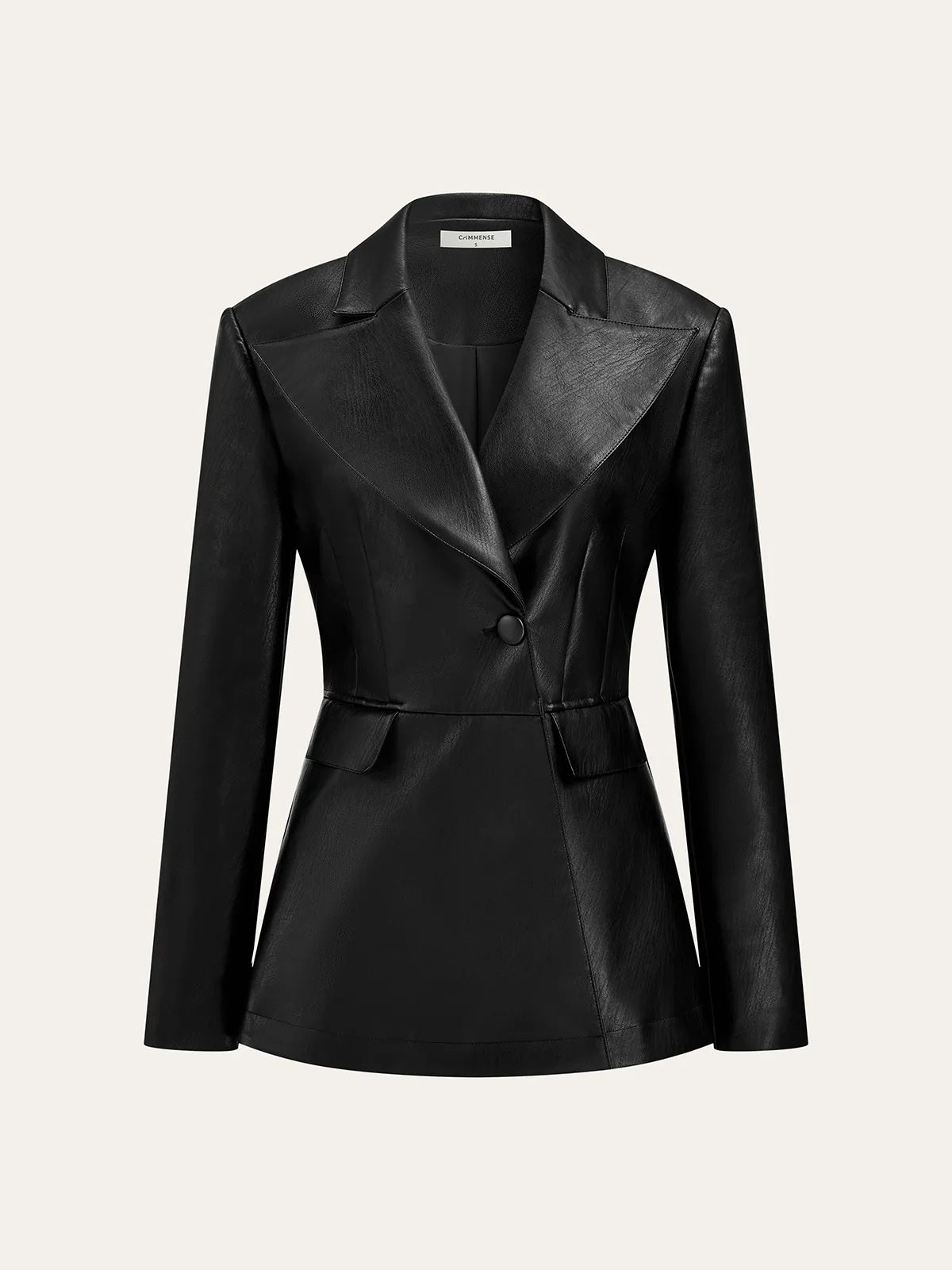 Single Button PU Leather Jacket sold by COMMENSE