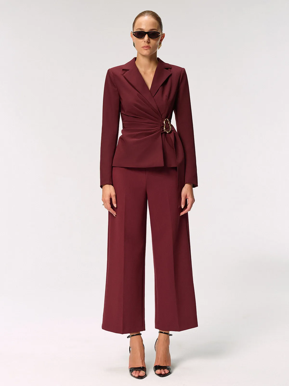 Metal Buckle Asymmetric Blazer sold by COMMENSE product image thumbnail 3