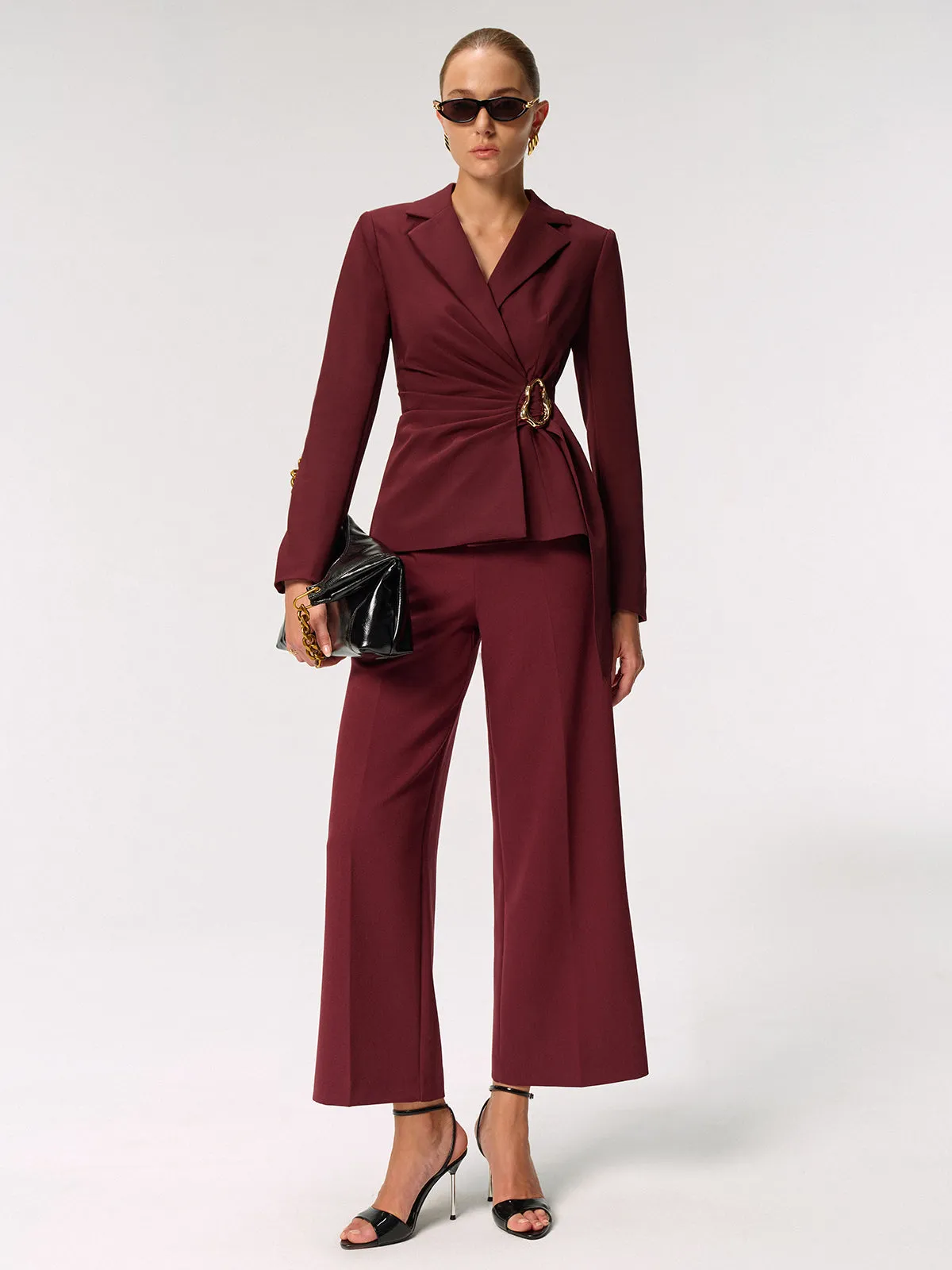 Metal Buckle Asymmetric Blazer sold by COMMENSE product image thumbnail 4