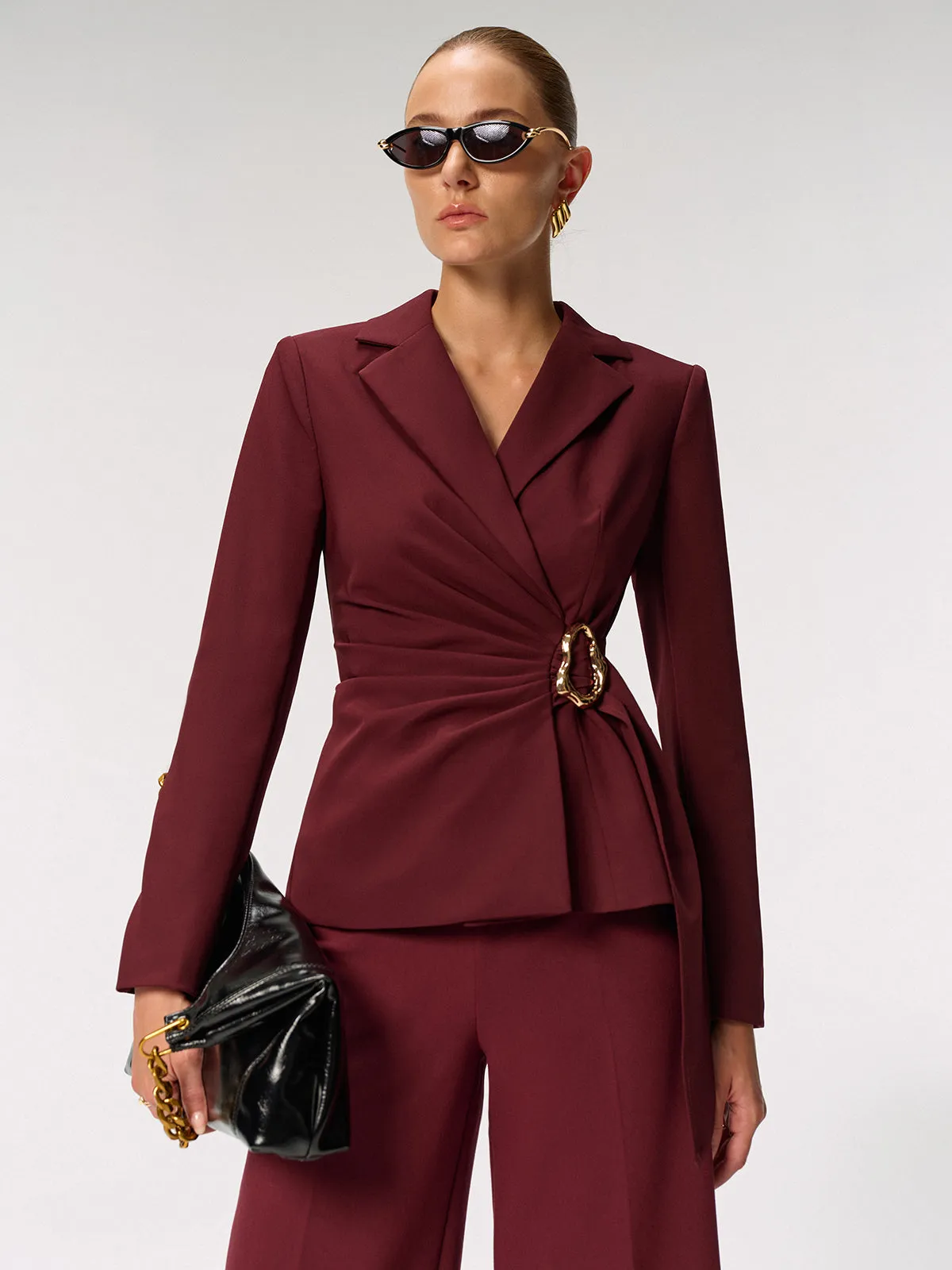 Metal Buckle Asymmetric Blazer sold by COMMENSE product image thumbnail 5