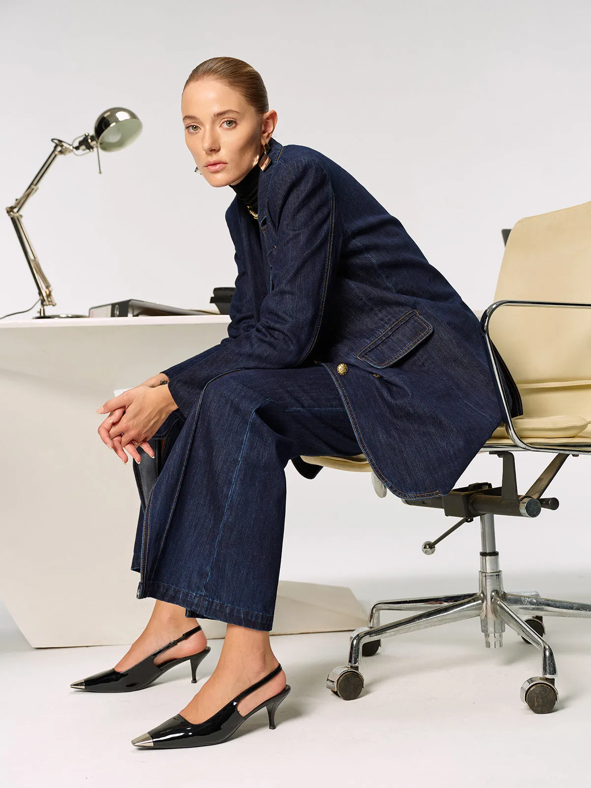 Denim Double Breasted Blazer sold by COMMENSE product image thumbnail 4