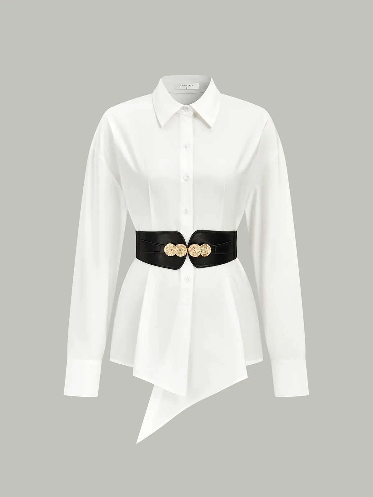 Pure cotton breathable Wide Belted Cotton Asymmetric Shirt sold by COMMENSE