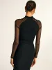 Stand Collar Sheer Sleeve Fitted Blouse sold by COMMENSE
