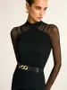 Stand Collar Sheer Sleeve Fitted Blouse sold by COMMENSE