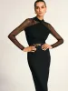 Stand Collar Sheer Sleeve Fitted Blouse sold by COMMENSE