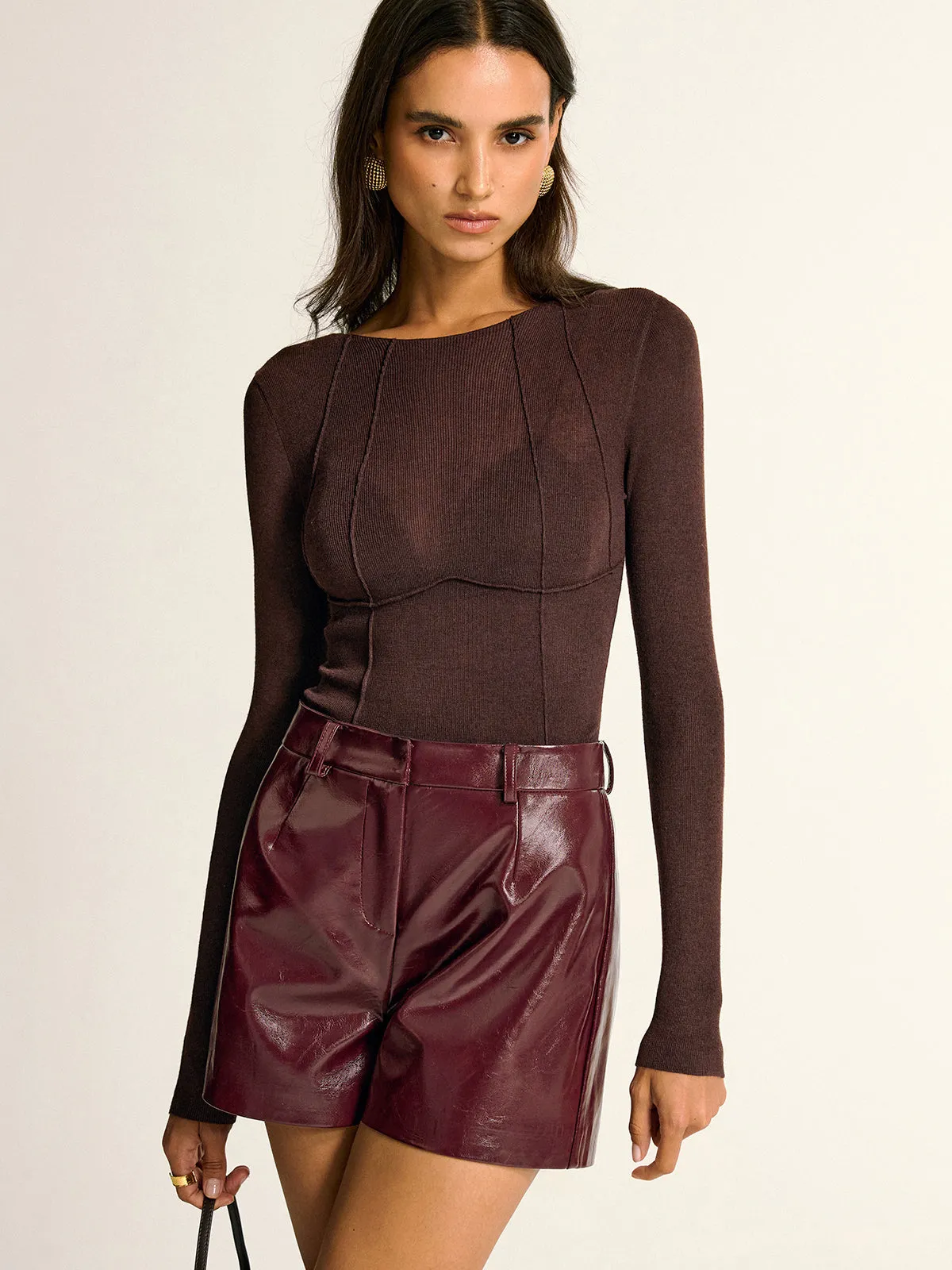 Semi-Sheer Slim Fit Wool Blend Knit Top sold by COMMENSE product image thumbnail 3