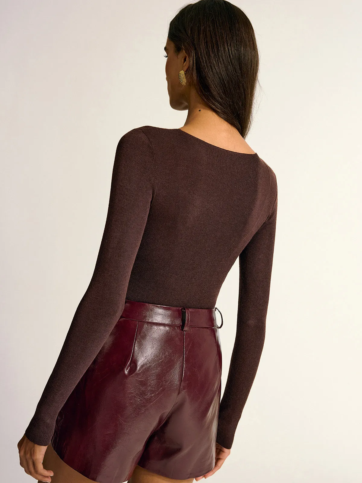 Semi-Sheer Slim Fit Wool Blend Knit Top sold by COMMENSE product image thumbnail 5