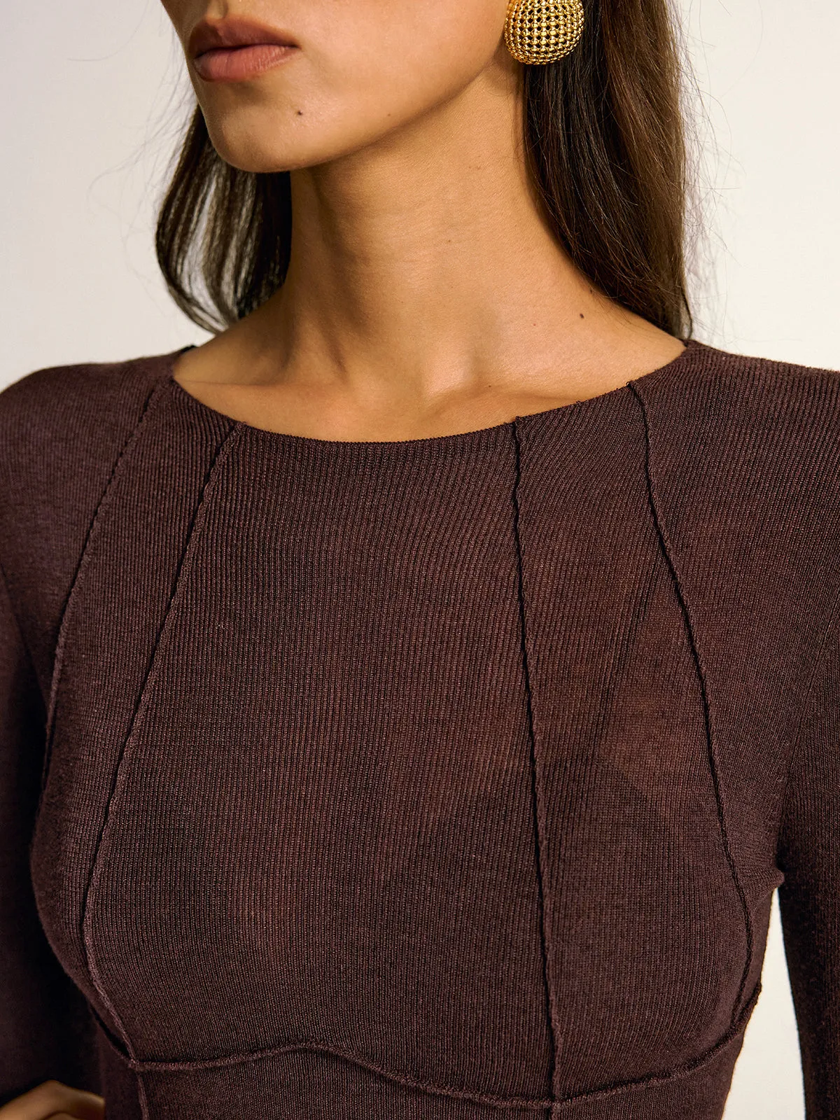 Semi-Sheer Slim Fit Wool Blend Knit Top sold by COMMENSE product image thumbnail 2