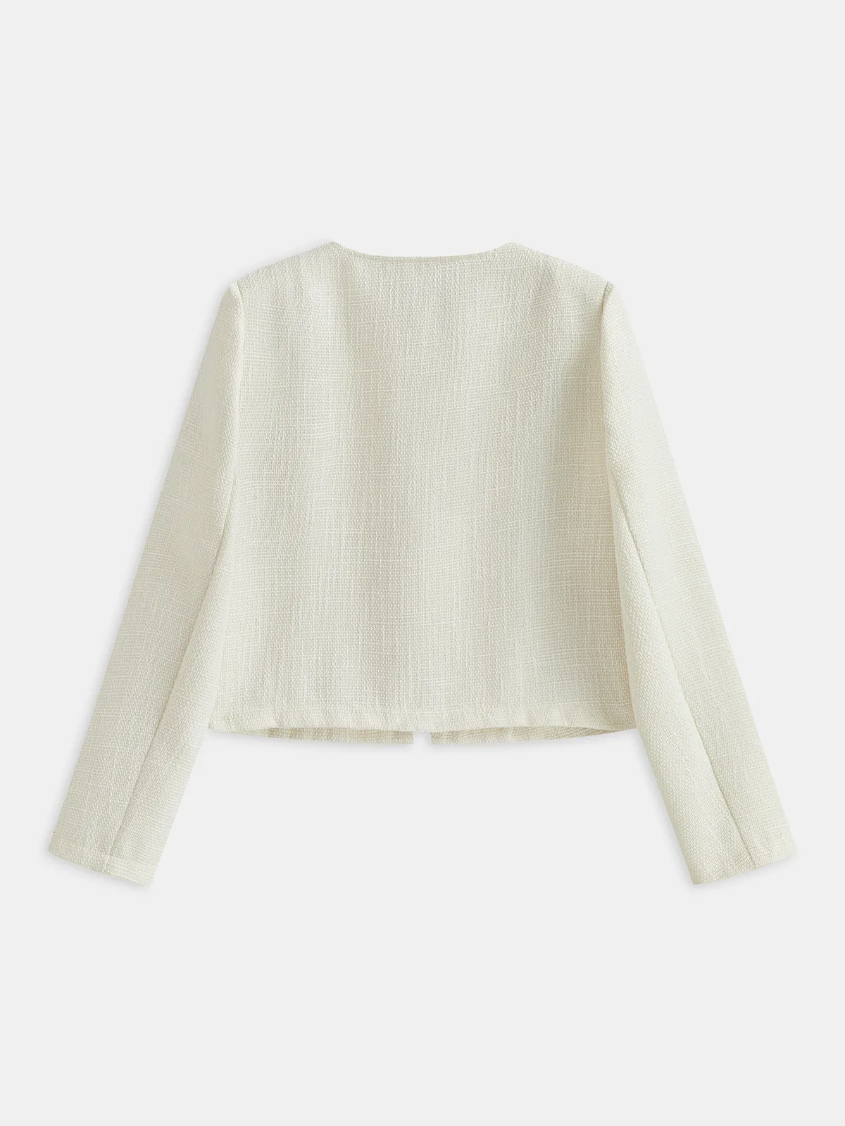 Tweed Contrast Trim Round Neck Blazer sold by COMMENSE product image thumbnail 2