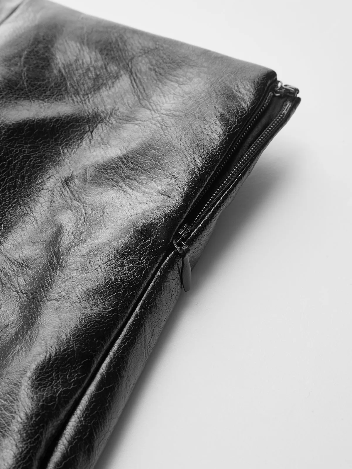 Metal Buckle Faux Leather Asymmetric Mini Skirt sold by COMMENSE product image thumbnail 3