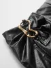 Metal Buckle Faux Leather Asymmetric Mini Skirt sold by COMMENSE