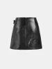 Metal Buckle Faux Leather Asymmetric Mini Skirt sold by COMMENSE