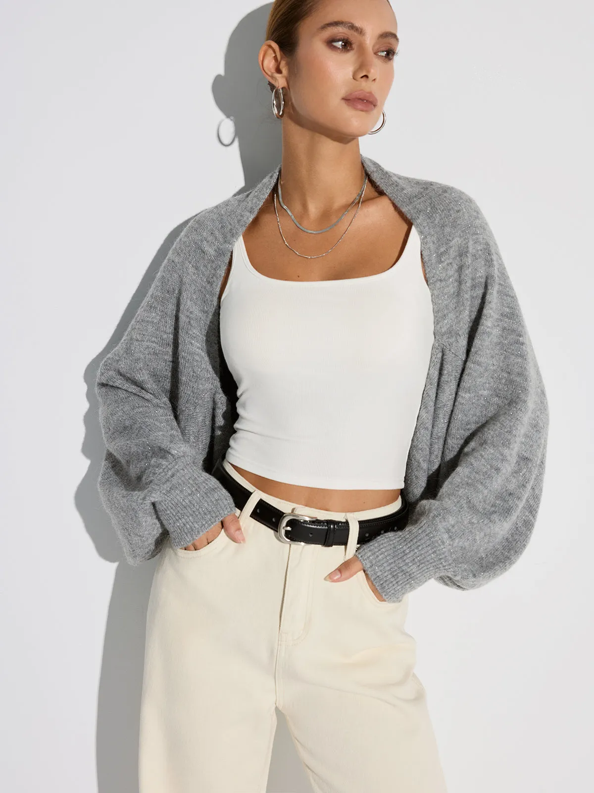 Wool Blend Oversized Batwing Sleeve Cardigan sold by COMMENSE