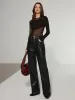 Sheer Mesh Panel Long Sleeve Bodysuit sold by COMMENSE