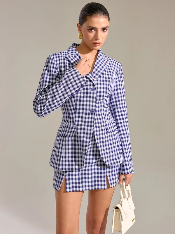 Pocket Vintage Gingham Blazer sold by COMMENSE