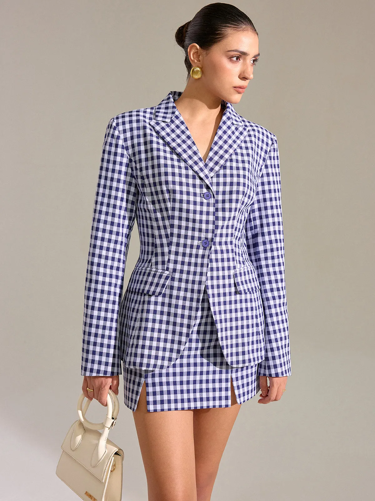 Pocket Vintage Gingham Blazer sold by COMMENSE product image thumbnail 3