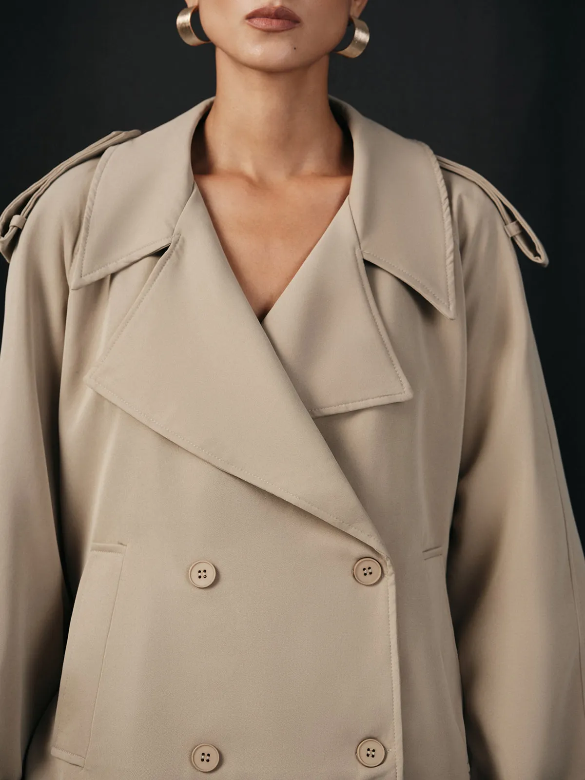 Wide Lapel Belted Trench Coat sold by COMMENSE product image thumbnail 3