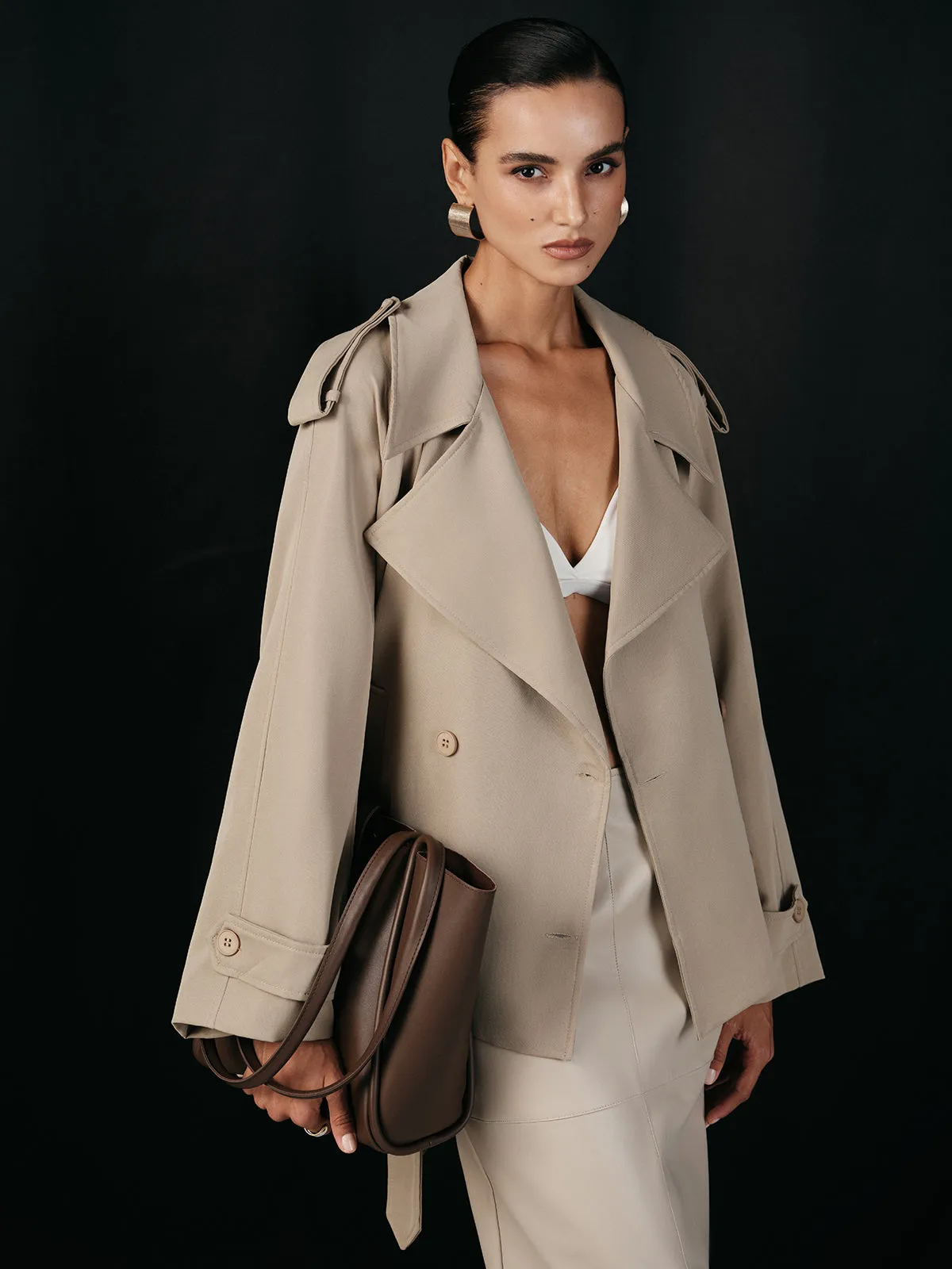 Wide Lapel Belted Trench Coat sold by COMMENSE product image thumbnail 4