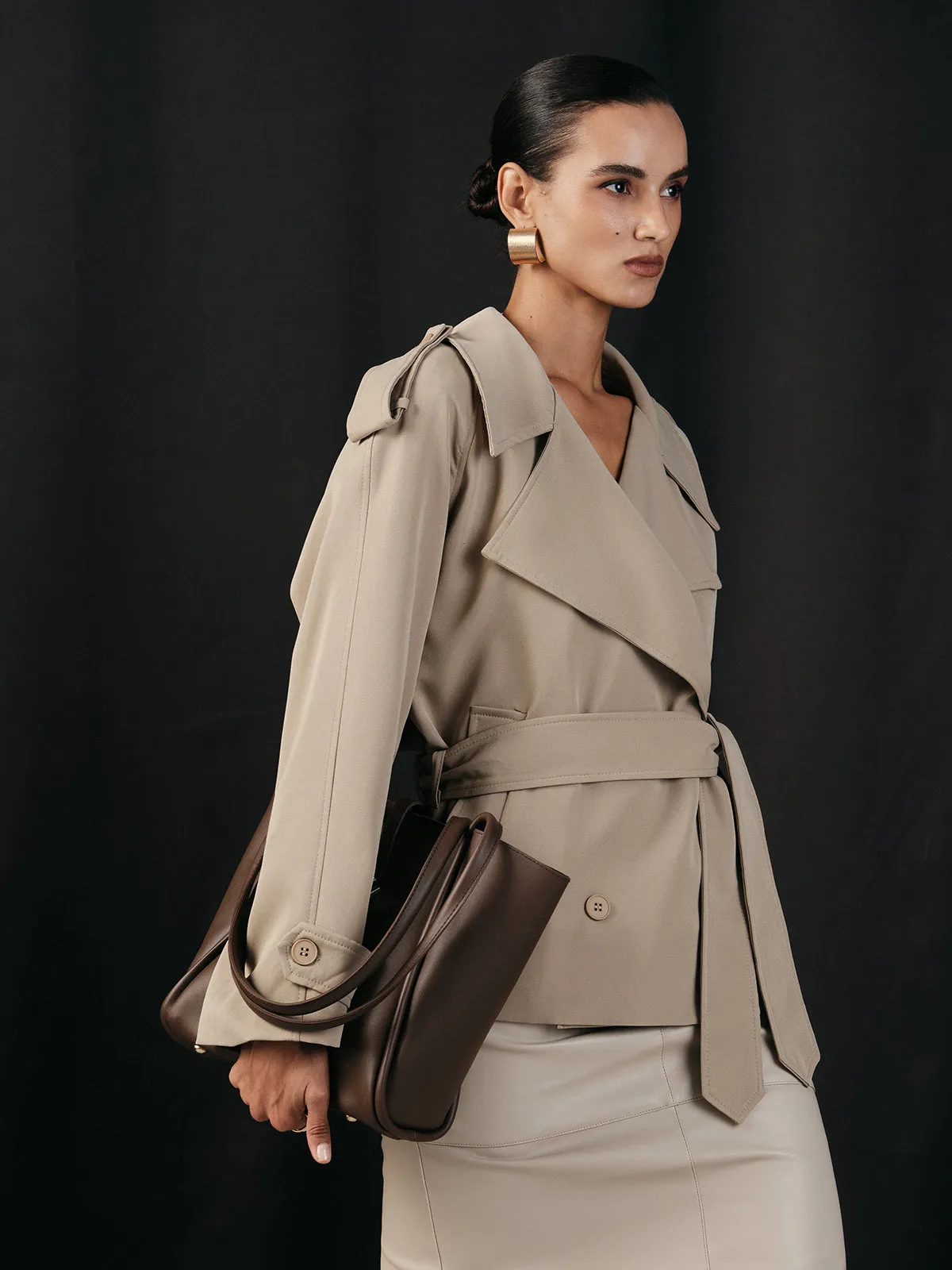 Wide Lapel Belted Trench Coat sold by COMMENSE product image thumbnail 2