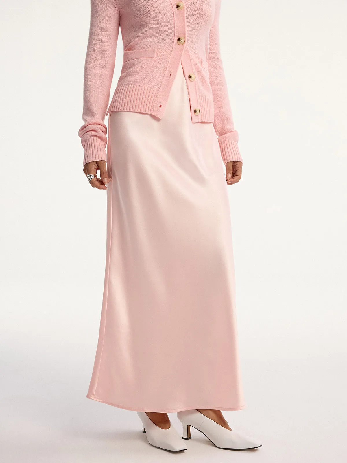 High-Waist Satin Maxi Skirt sold by COMMENSE